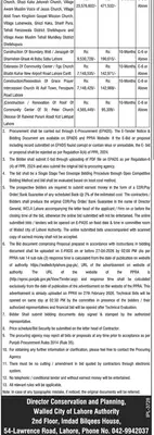 Newspaper clipping: Walled City of Lahore Authority Construction Tender Notice, Dunya, 16 Apr 2026