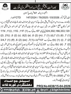 Newspaper clipping: Court Notice for Absconders in Kalat, Jang, 16 Apr 2026