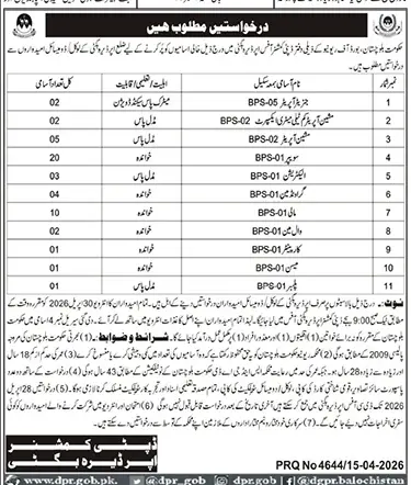 Newspaper clipping: Jobs at Deputy Commissioner Office Dera Bugti, Jang, 16 Apr 2026