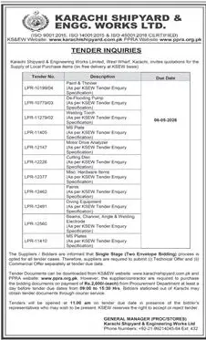 Newspaper clipping: Karachi Shipyard Tender for Local Purchase Items, Dawn, 16 Apr 2026