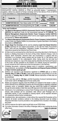 Newspaper clipping: GEPCO Tender Notice for Ladders and Earthing Sets, Express, 16 Apr 2026