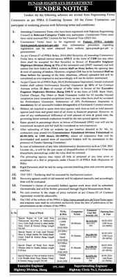 Newspaper clipping: Punjab Highways Dept Tender for Road Repair in Jhang, Express, 16 Apr 2026