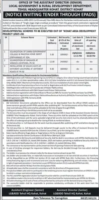 Newspaper clipping: Kohat Area Development Project Tenders 2025-26, Nawa-i-Waqt, 16 Apr 2026