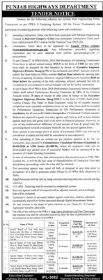 Newspaper clipping: Punjab Highways Dept Tender for Road Repairs Jhang Faisalabad, The Nation, 16 Apr 2026