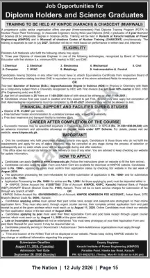 Newspaper clipping: KINPOE PDTP 2026 – Training & Associate Engineer Opportunities for Diploma Holders and Science Graduates, The Nation, 12 Jul 2026