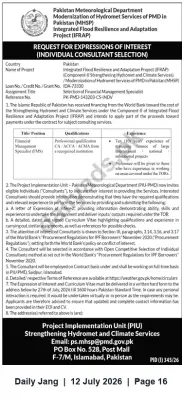 Newspaper clipping: PMD | Expression of Interest for Financial Management Specialist (IFRAP), Jang, 12 Jul 2026