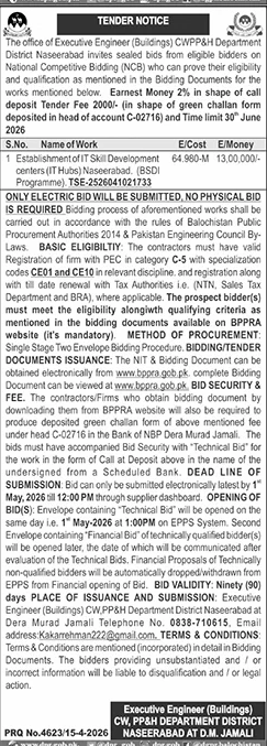 Tender for IT Skill Center in Naseerabad – Tenders ad in Naseerabad from Daily Jang, published 16 Apr 2026