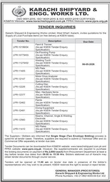 Karachi Shipyard Tender for Local Purchase Items – Tenders ad in Karachi from Dawn, published 16 Apr 2026
